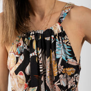 Suvi Cotton Maxi Sundress: jungle print