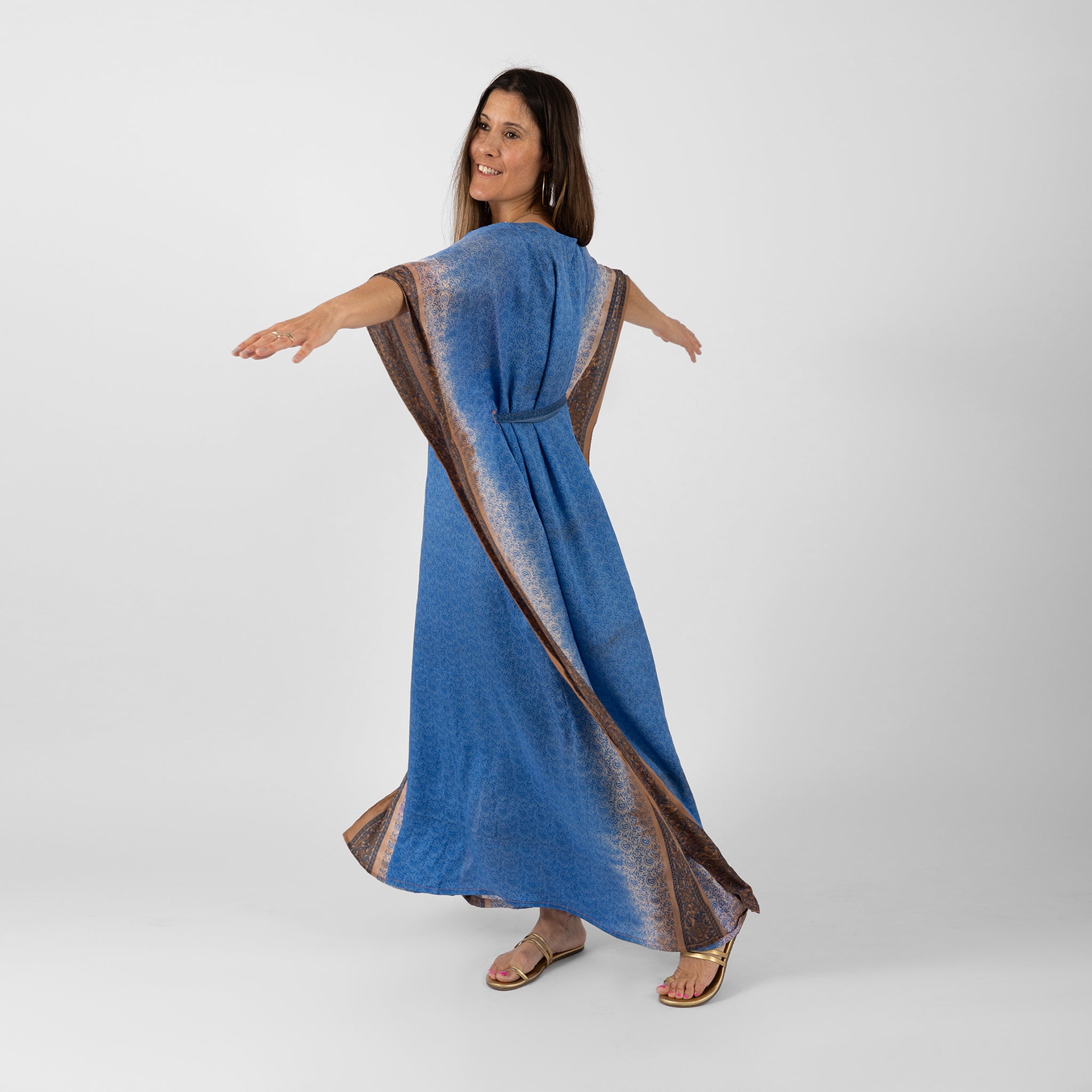 Sarab Vintage Silk Sari Kaftan: Sustainable Luxury One-of-a-Kind