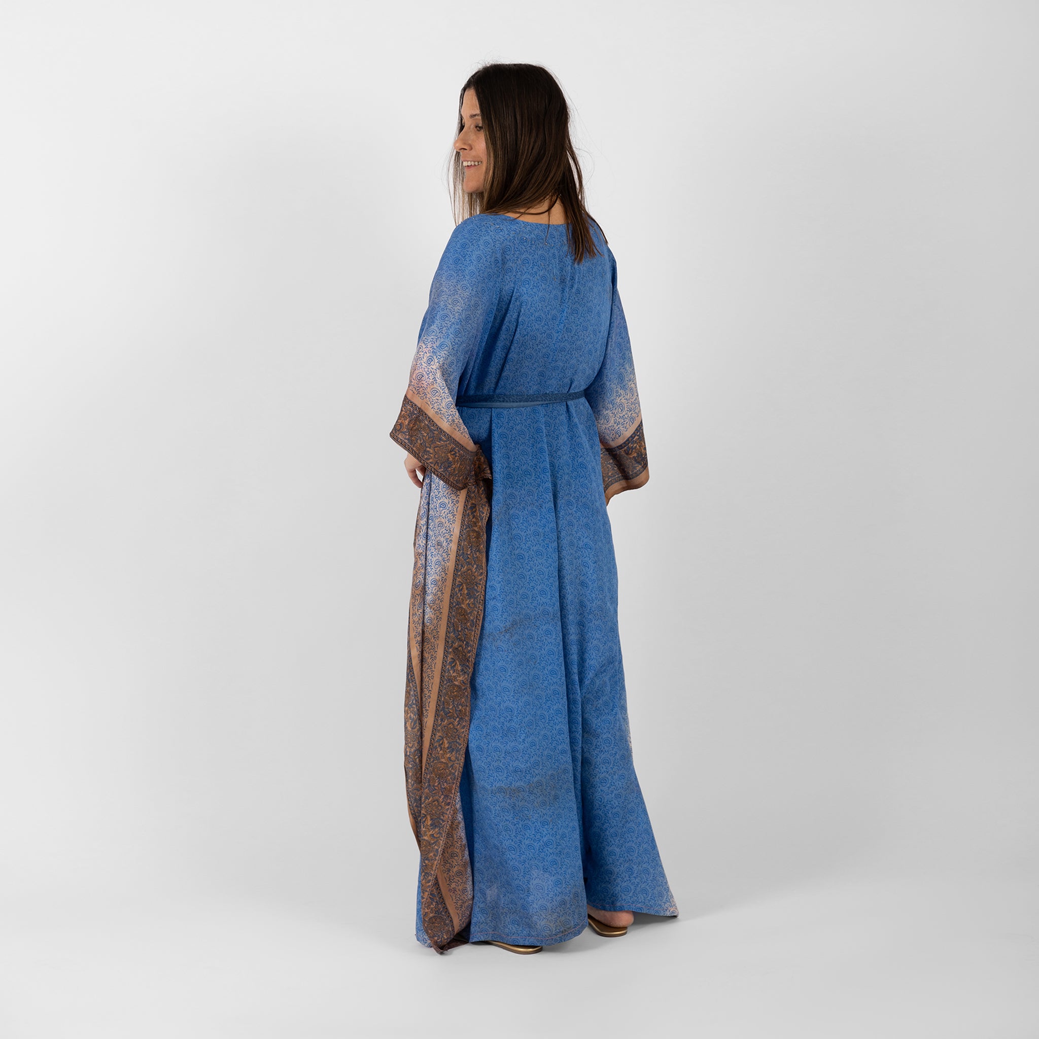 Sarab Vintage Silk Sari Kaftan: Sustainable Luxury One-of-a-Kind