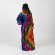 Sarab Vintage Silk Sari Kaftan Rainbow Stripe