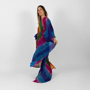 Sarab Vintage Silk Sari Kaftan Rainbow Stripe