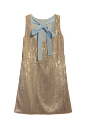 Imu sequin shift dress in silver and gold back view