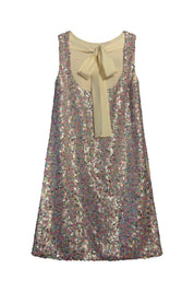 Imu sequin shift dress in silver pearl back view